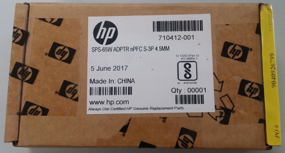 HP 710412-001 SPS-65W ADPTR nPFC S-3P 4.5MM AC Adaptor
